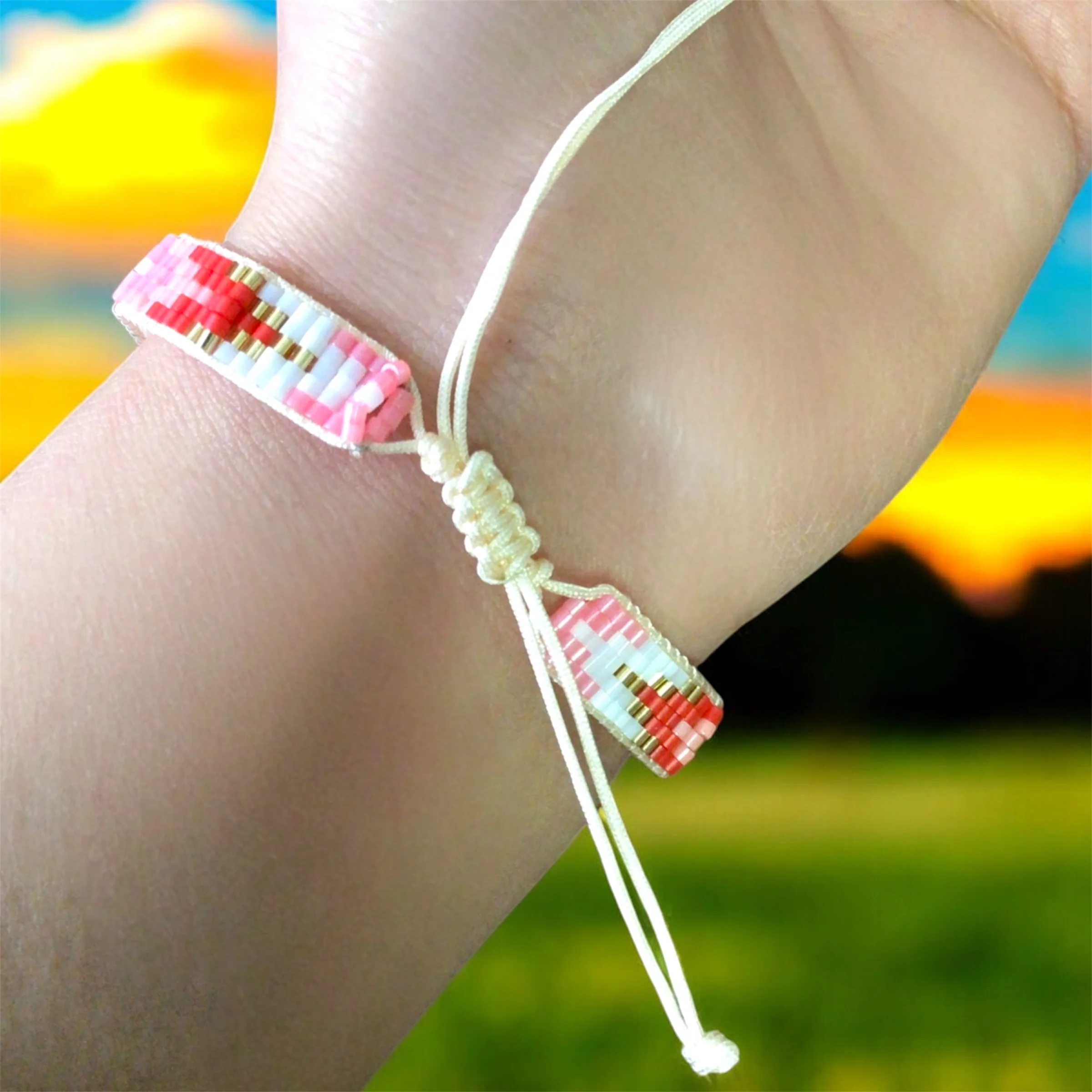 Pink and Gold Beaded Bracelet - Image 3