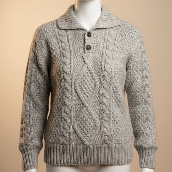 Grey Cayambe Alpaca Cable Knit Sweater - Image 4