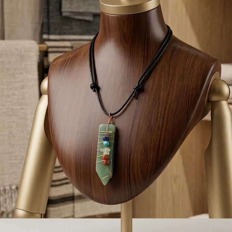 Natural Sword Chakra Unisex Aqua Marin Pendant - Image 2
