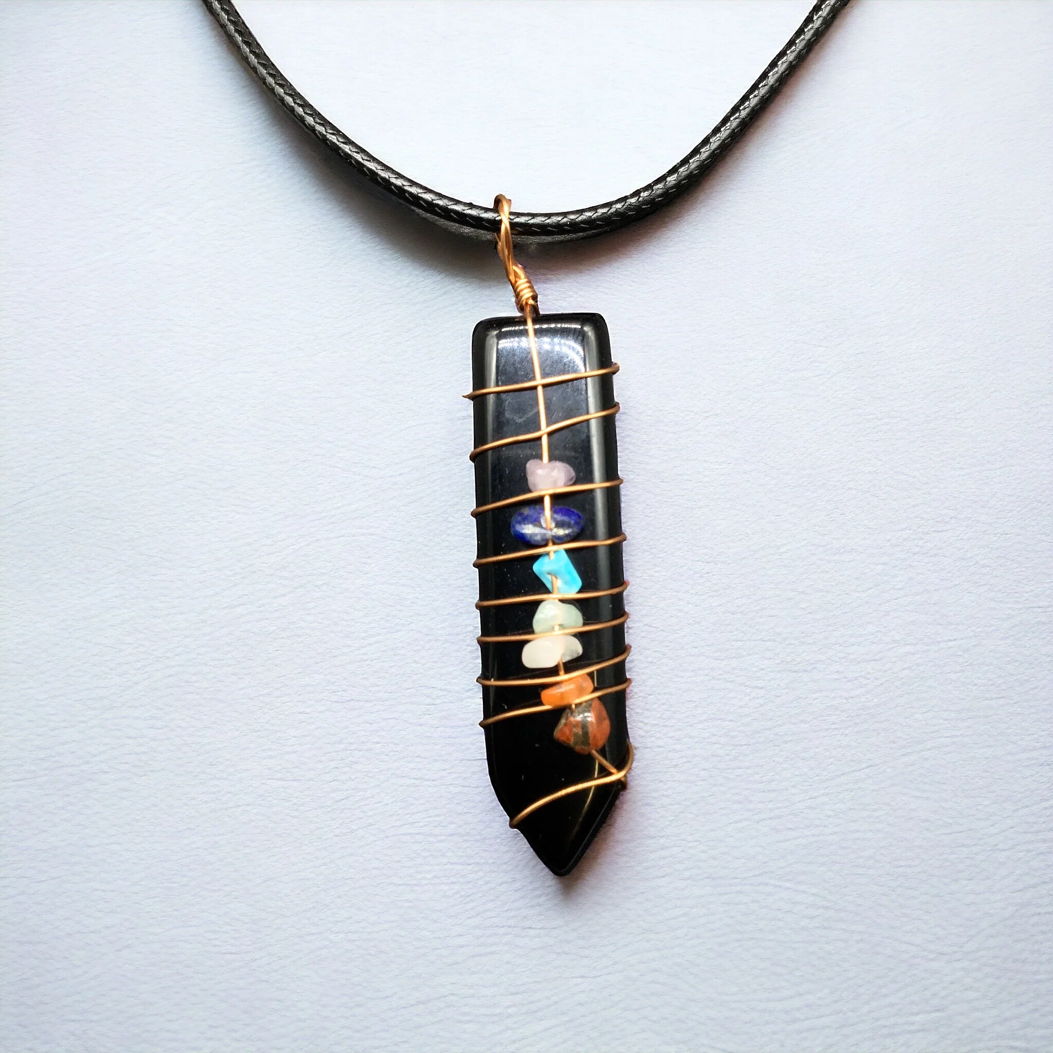 Natural Sword Chakra Unisex Black Pendant - Image 2
