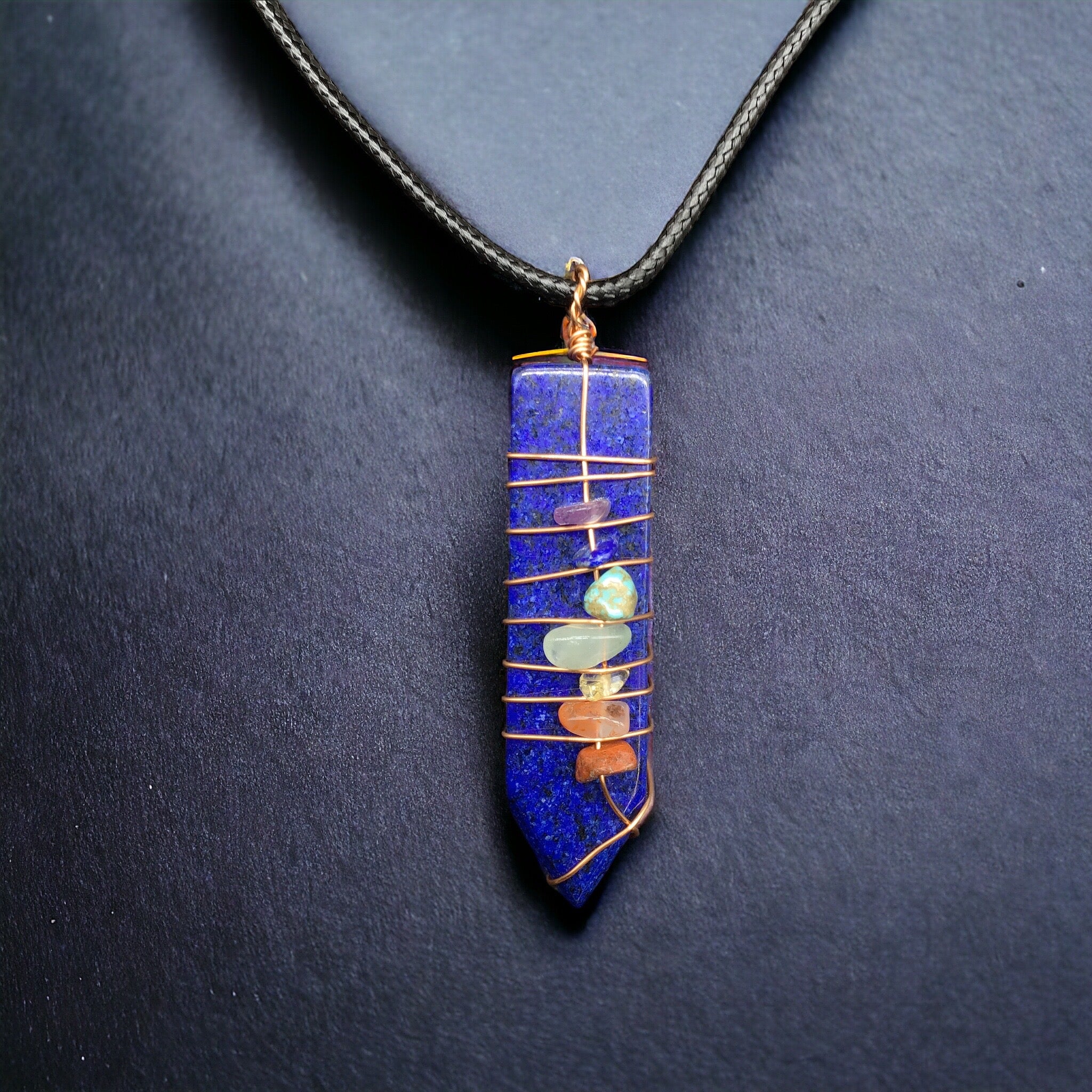 Natural Sword Chakra Unisex Blue Pendant - Image 2