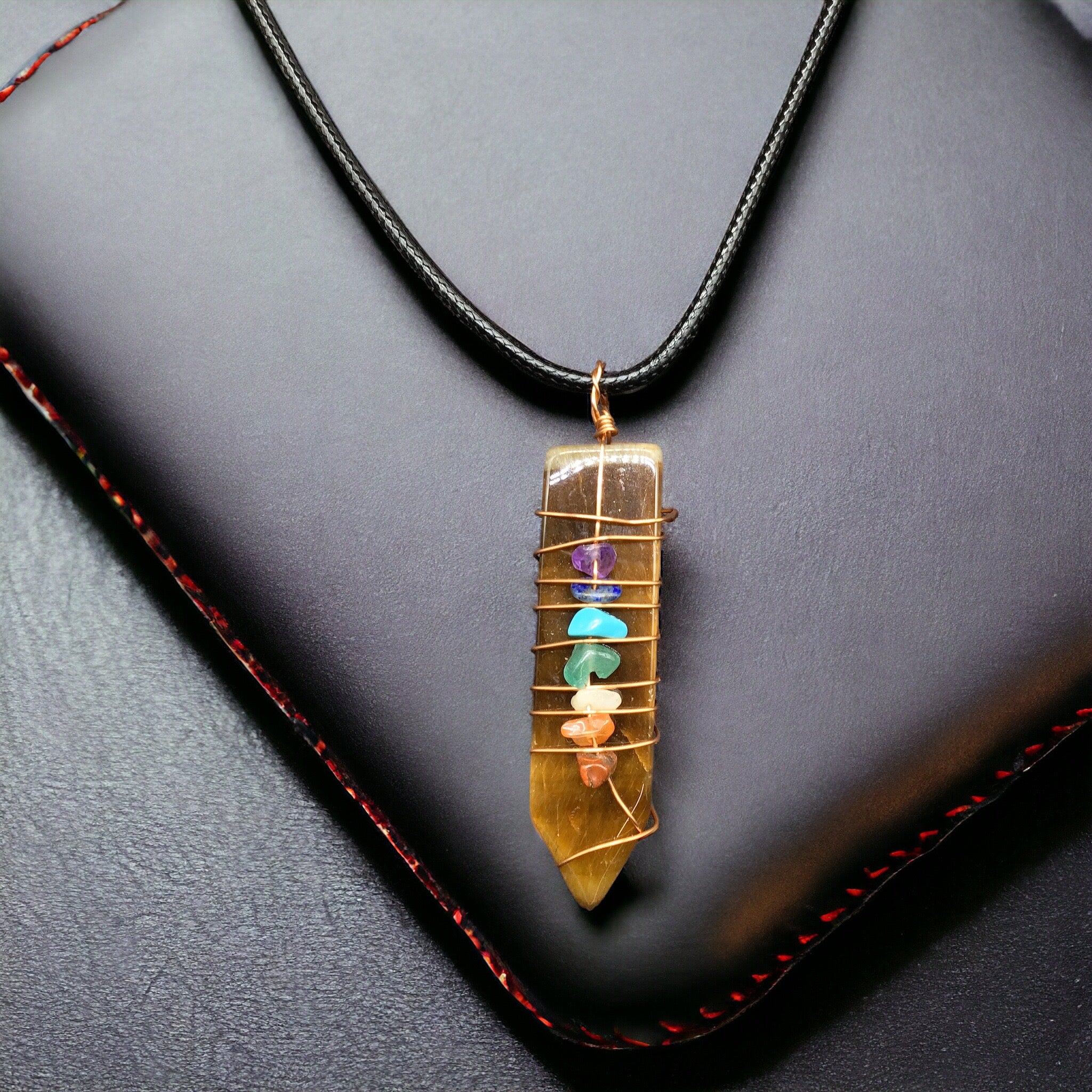 Natural Sword Chakra Unisex Brown Pendant - Image 2