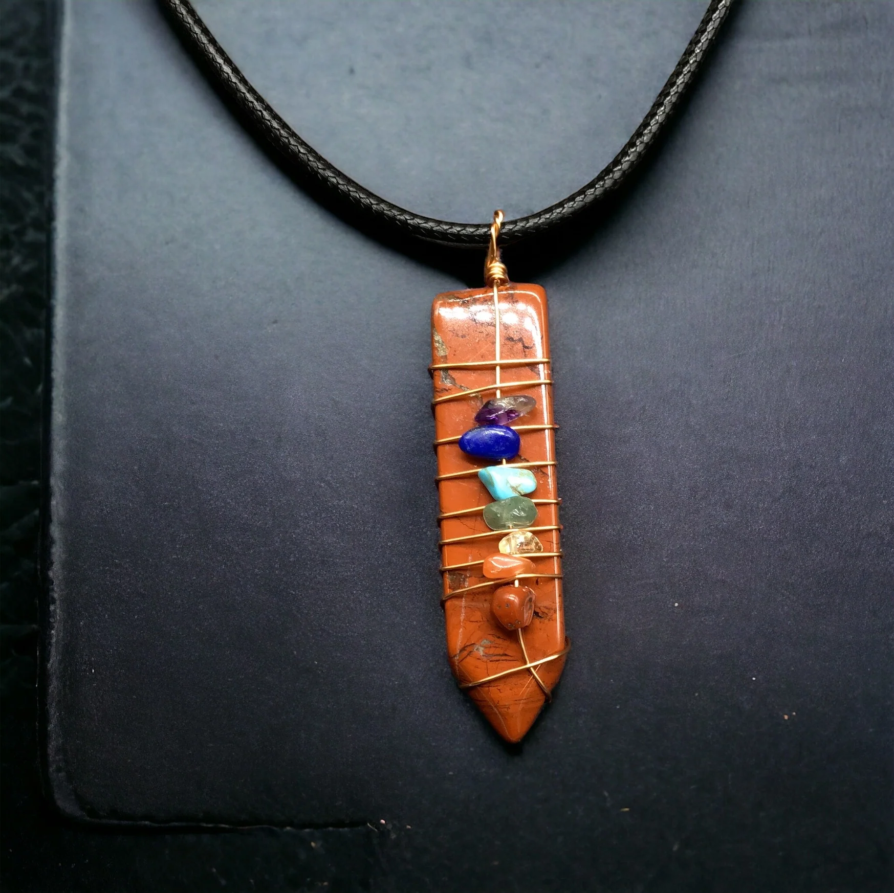 Natural Sword Chakra Unisex Maroon Pendant - Image 2
