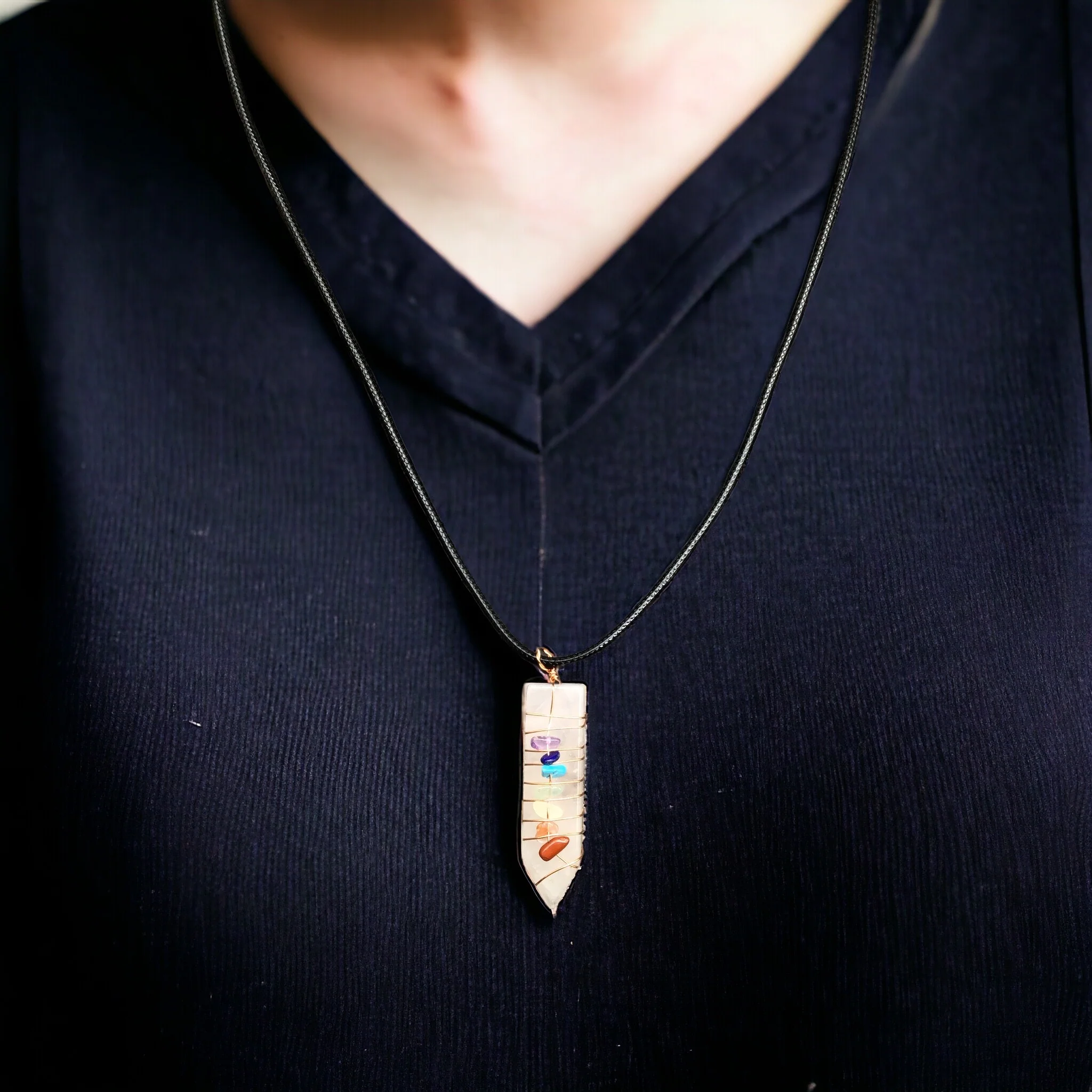 Natural Sword Chakra Unisex White Pendant - Image 2